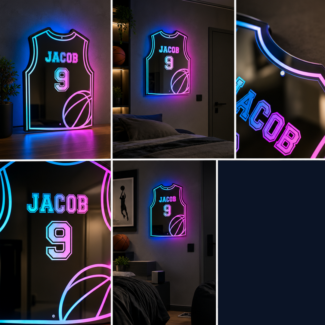 Gepersonaliseerde LED-spiegel Basketbal™