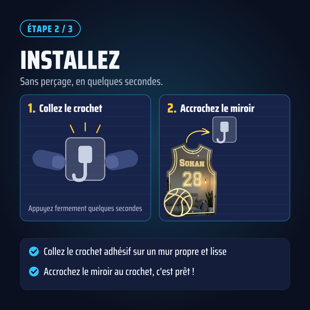Miroir LED Basketball Personnalisé™