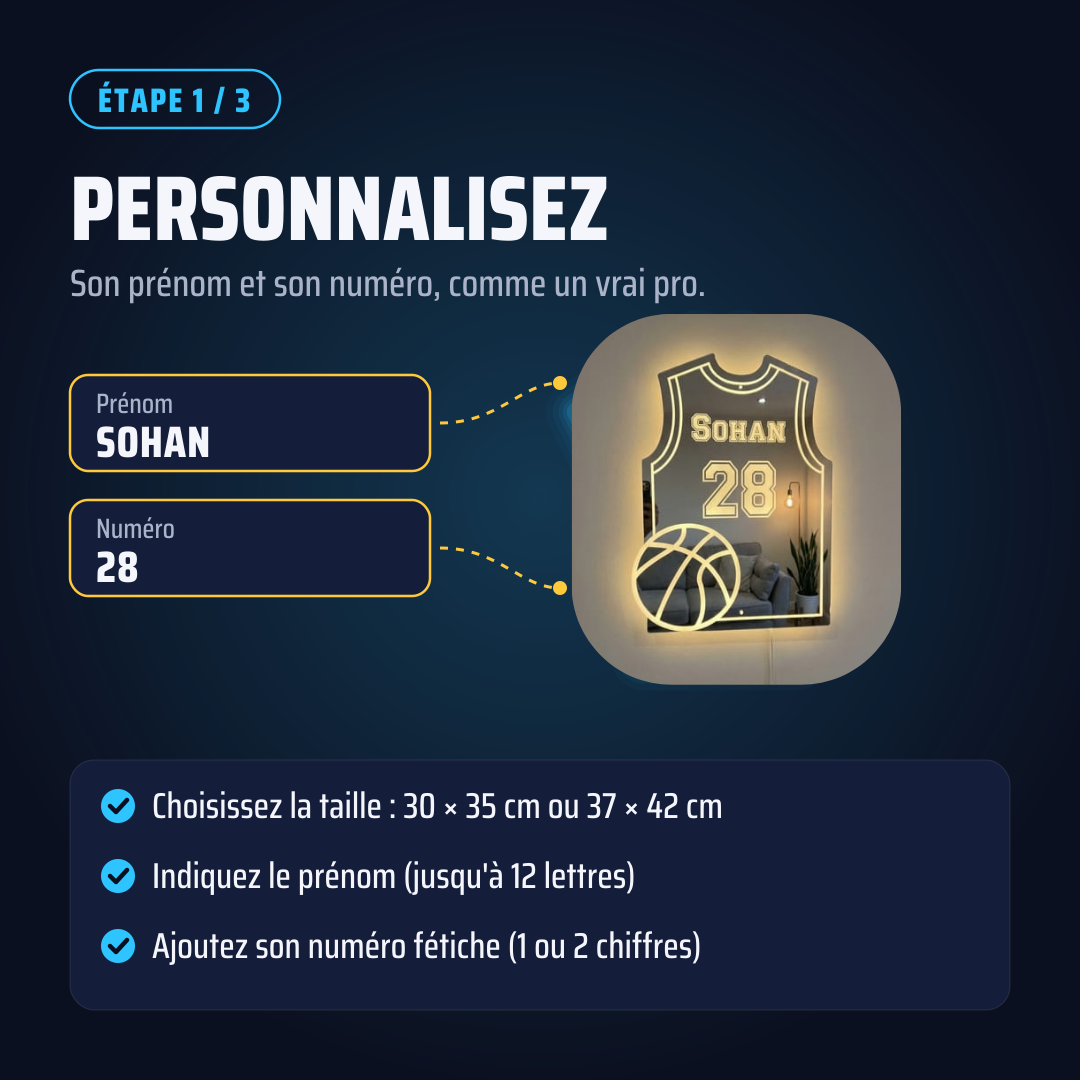 Miroir LED Basketball Personnalisé™