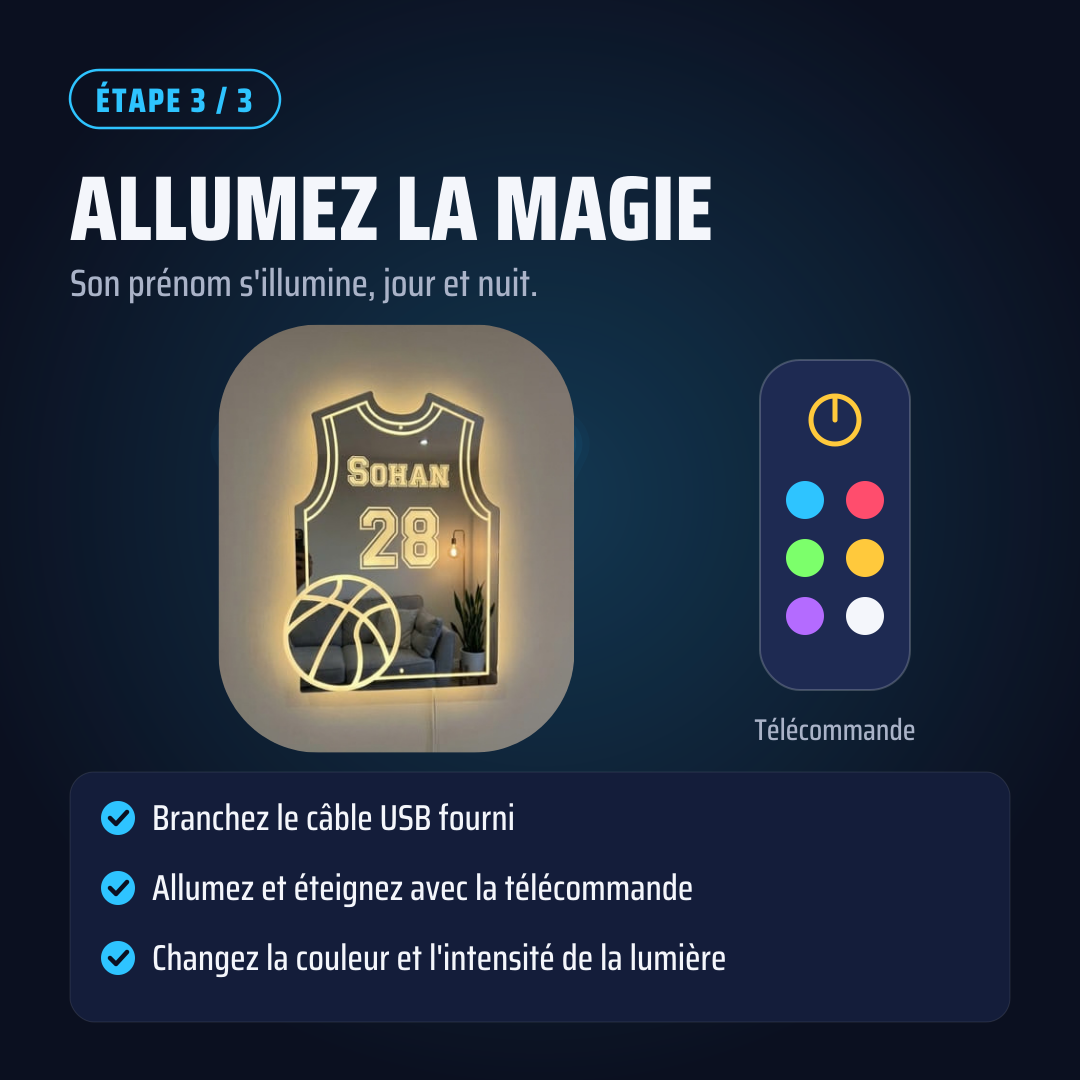 Miroir LED Basketball Personnalisé™